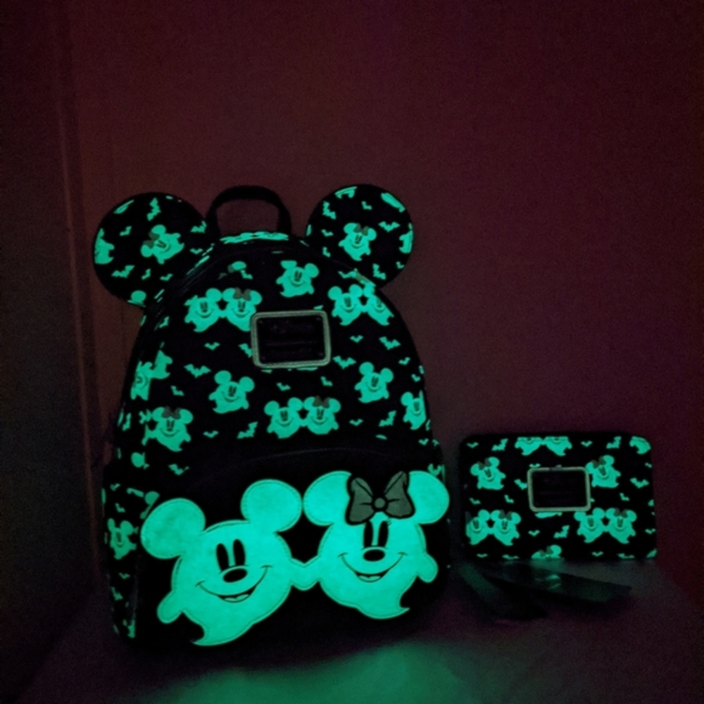 Loungefly Disney Mickey & Minnie Mouse Ghostly Glow-in-the-Dark Mini Backpack